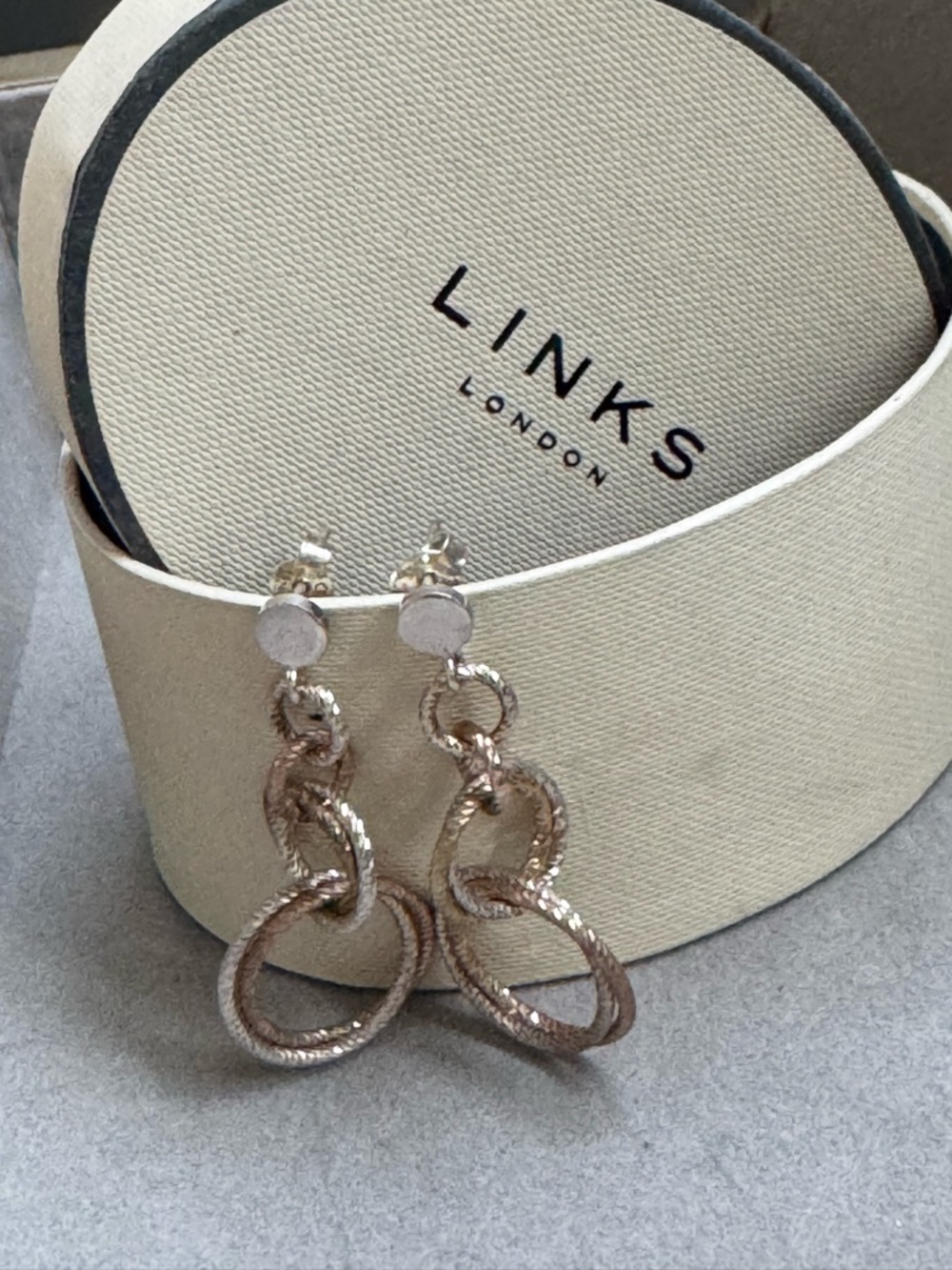 Links of London Aurora Three Tone Double Link Drop Earrings - Sterling Silver